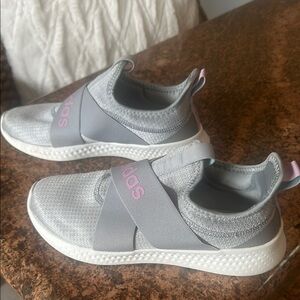 Adidas Gray and Pink Slip-On Sneakers with Cushioned Sole
